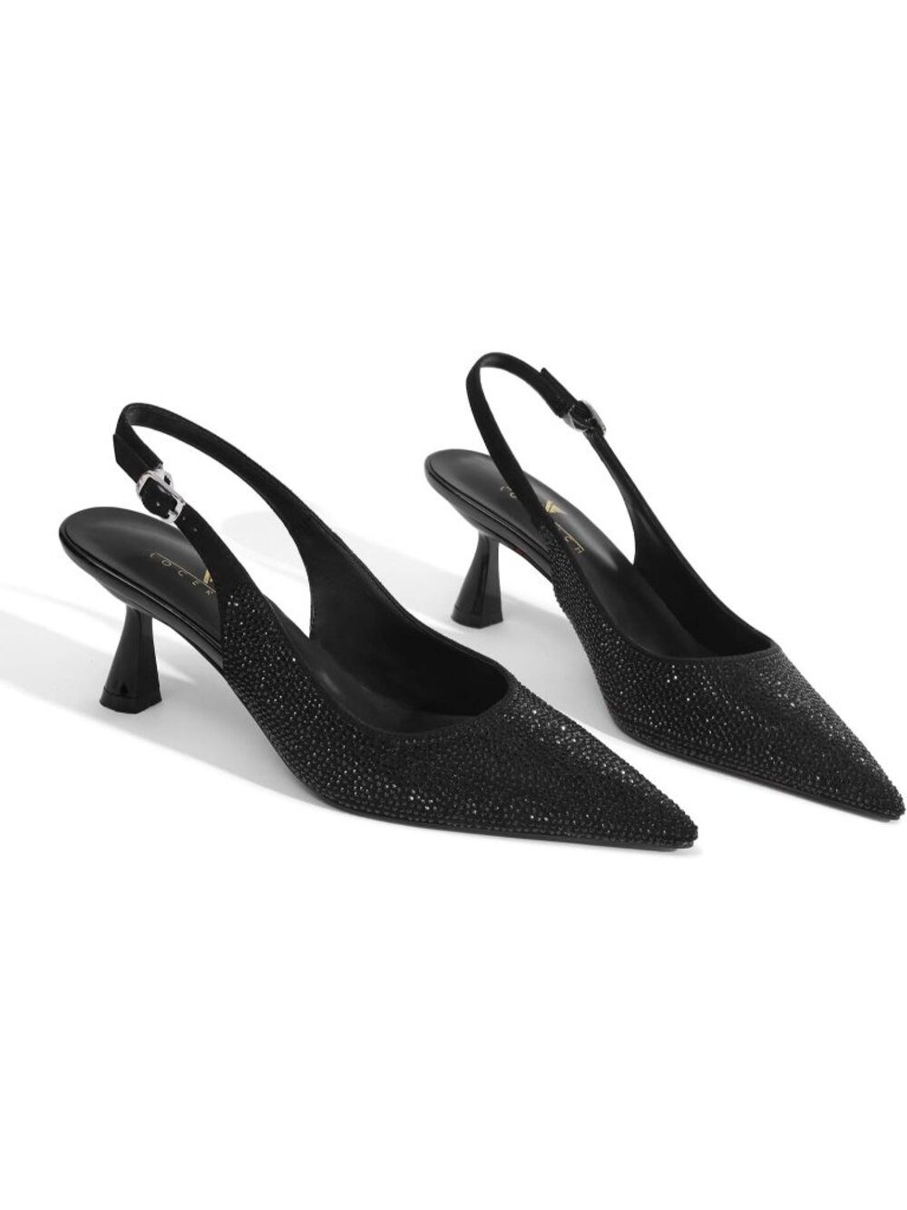 Women's Kitten Heels Singback Low Heel Black Dress Shoes Closed Toe Pumps - Picture 7 of 7